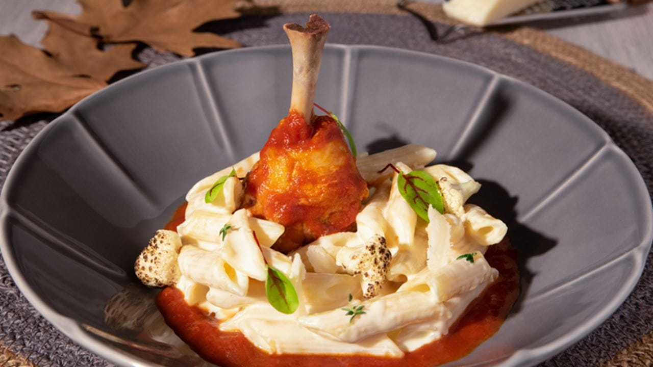 recipe image Πέννες με κρέμα, κουνουπίδι και ραγκού από κοτόπουλο