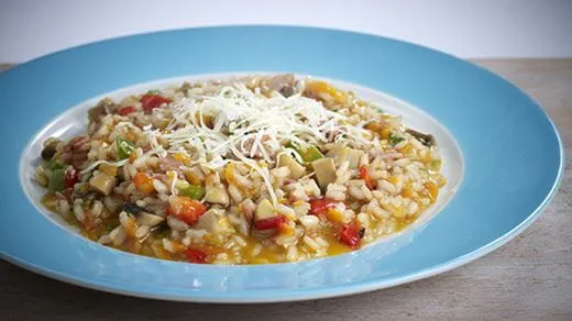recipe image Ριζότο με Μπέικον, Μανιτάρια και Κόκκινο Κρασί