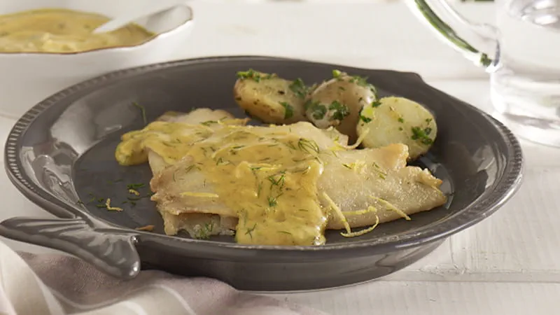 recipe image Γλώσσα φιλέτο με σάλτσα μουστάρδας και άνηθο