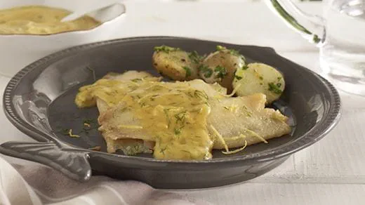 recipe image Γλώσσα φιλέτο με σάλτσα μουστάρδας και άνηθο