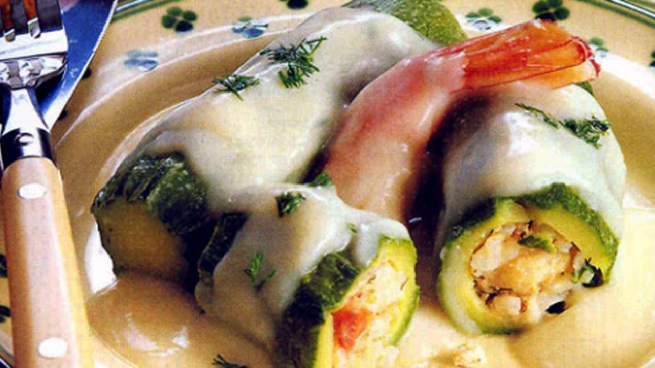 recipe image Κολοκυθάκια αυγολέμονο με γαρίδες