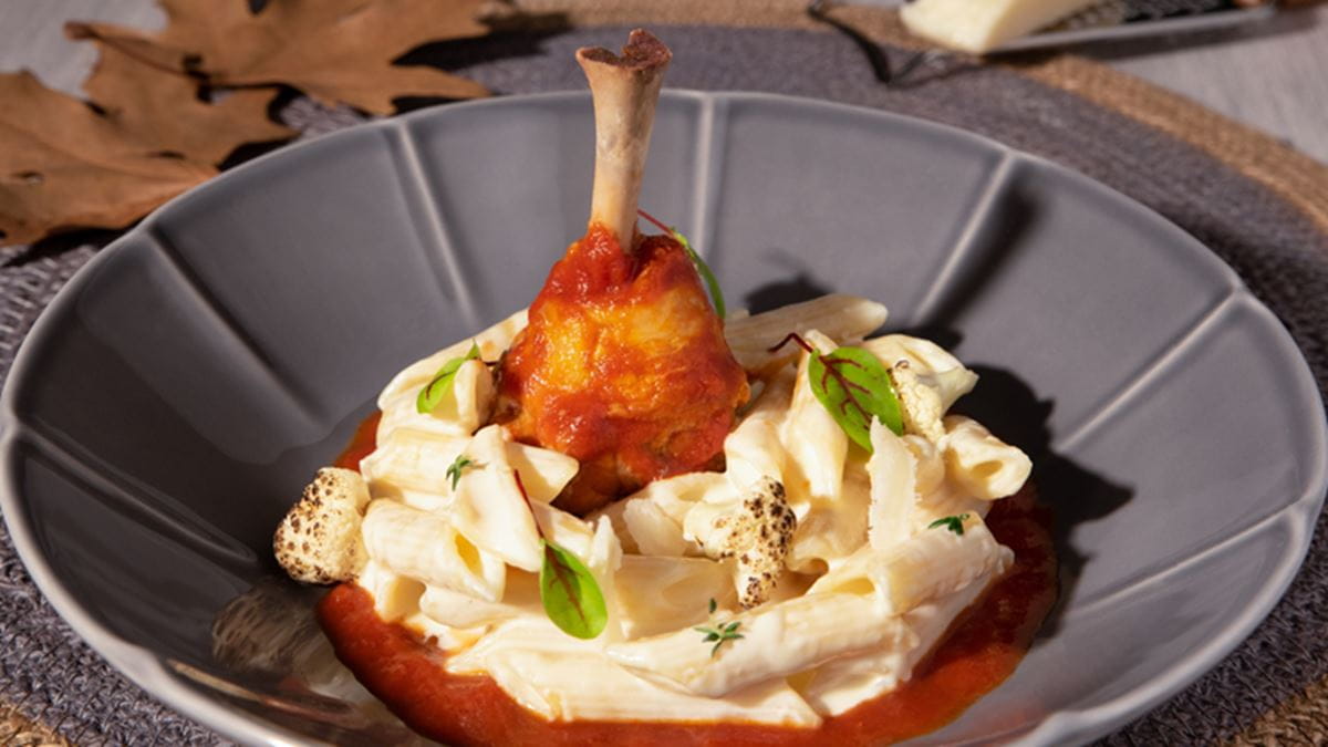 recipe image Πέννες με κρέμα, κουνουπίδι και ραγκού από κοτόπουλο