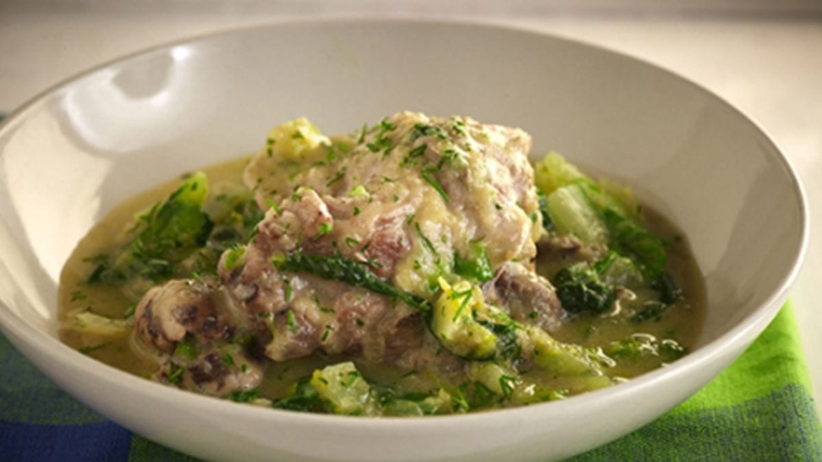 recipe image Αρνάκι φρικασέ με μαρούλι